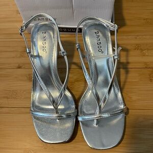 Bamboo Women's Silver Strappy Sandals